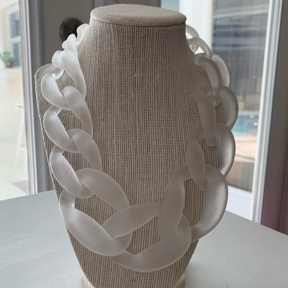 Statement Frosted White Link Necklace